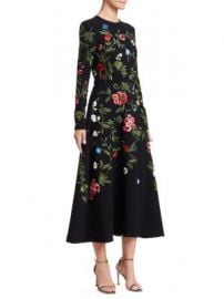 Oscar de la Renta - Long Sleeve Floral Embroidered Dress at Saks Fifth Avenue