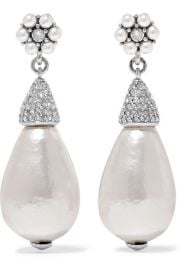 Oscar de la Renta - Silver-tone  crystal and faux pearl earrings at Net A Porter