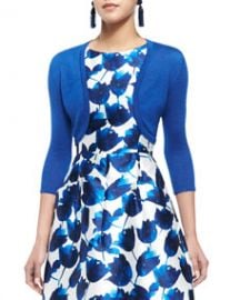 Oscar de la Renta 34-Sleeve Knit Bolero Cobalt at Neiman Marcus