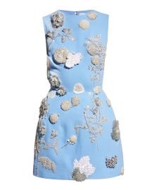 Oscar de la Renta 3D Floral Embroidered Sleeveless Cocktail Minidress at Neiman Marcus