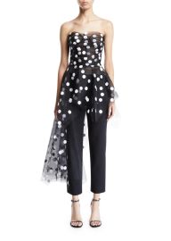 Oscar de la Renta Asymmetric Polka-Dot Tulle Bustier Top - at Bergdorf Goodman