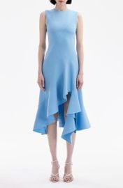 Oscar de la Renta Asymmetric Ruffle Hem Wool Blend Midi Dress at Nordstrom