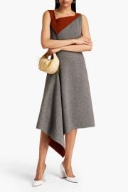 Oscar de la Renta Asymmetric herringbone wool and cashmere blend midi dress at The Outnet