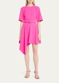 Oscar de la Renta Belted Asymmetric Mini Dress at Bergdorf Goodman