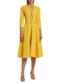 Oscar de la Renta Belted Tie Neck Midi Dress at Saks Fifth Avenue