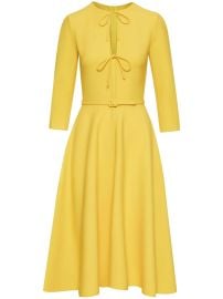 Oscar de la Renta Belted Tie Neck Midi Dress at Farfetch