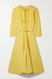 Oscar de la Renta Belted Tie Neck Midi Dress at Net a Porter