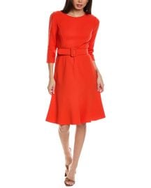 Oscar de la Renta Belted Wool-blend Flare Dress Shop Premium Outlets at Shop Simon