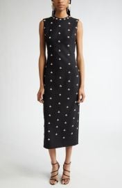 Oscar de la Renta Cabochon Embroidered Sleeveless Cocktail Dress at Nordstrom
