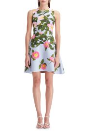 Oscar de la Renta Camellia Jacquard Fit and Flare Knit Sleeveless Dress at Nordstrom