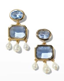 Oscar de la Renta Chandelier Earrings with Pearly Drops at Neiman Marcus