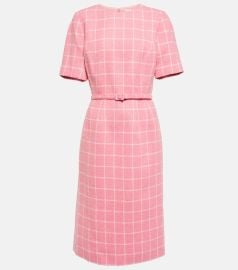 Oscar de la Renta Checked wool blend midi dress at Mytheresa