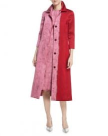 Oscar de la Renta Colorblock Jacquard A-Line Coat at Last Call