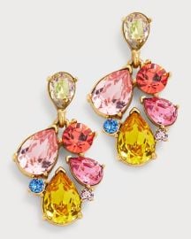 Oscar de la Renta Crystal Cluster Drop Earrings at Neiman Marcus