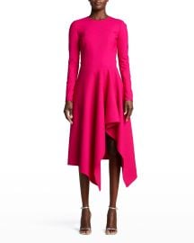 Oscar de la Renta Draped-Slit Midi Dress at Neiman Marcus