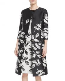 Oscar de la Renta Fern-Embroidered Sateen Coat   Neiman Marcus at Neiman Marcus