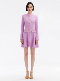 Oscar de la Renta Floral Button detail Tweed Minidress in Lupine at Orchard Mile