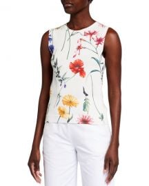 Oscar de la Renta Floral Knit Tank at Neiman Marcus