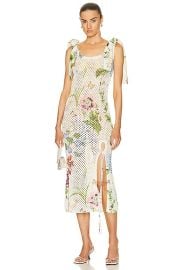 Oscar de la Renta Floral Mesh Dress in Alabaster Multi FWRD at FWRD