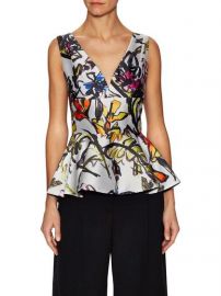 Oscar de la Renta Floral Ruffle Peplum Top at Gilt