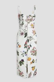 Oscar de la Renta Floral appliqu d Printed Leather Midi Dress at The Outnet