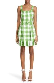 Oscar de la Renta Gingham Fringe Hem Cotton Blend Dress at Nordstrom