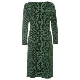 Oscar de la Renta Green and Black Tribal Print Sweater Dress at Vestiaire Collective