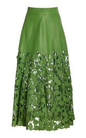 Oscar de la Renta Lasercut Tulip Hem Leather Skirt at Moda Operandi