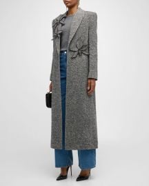 Oscar de la Renta Long Sleeve Oversized Wool Twill Coat at Neiman Marcus