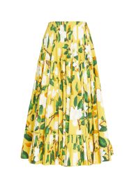 Oscar de la Renta Magnolia Flower Pleated Midi Skirt - at Bergdorf Goodman