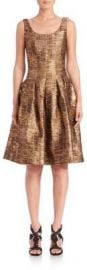 Oscar de la Renta Metallic Silk Fit-and-Flare Dress at Saks Fifth Avenue