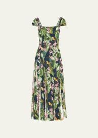 Oscar de la Renta Mixed Botanical Cady Midi Dress - at Bergdorf Goodman