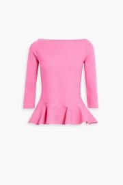 Oscar de la Renta Off the shoulder stretch knit peplum top at The Outnet