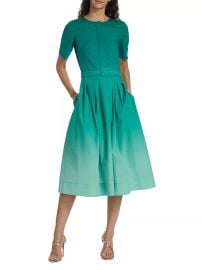 Oscar de la Renta Ombre Poplin Belted Dress at Saks Fifth Avenue