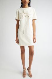 Oscar de la Renta Orchid Embroidered Tweed Shift Dress at Nordstrom