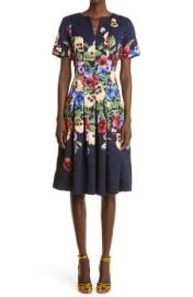 Oscar de la Renta Pansy Jacquard Fit Flare Dress at Nordstrom