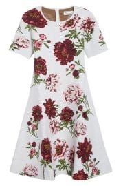 Oscar de la Renta Peony Bouclé Jacquard Fit & Flare Dress at Nordstrom