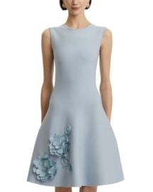 Oscar de la Renta Peony Trim Sleeveless Dress Bloomingdale39s at Bloomingdales