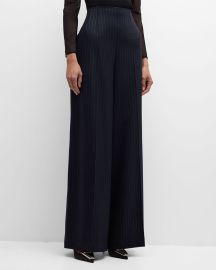 Oscar de la Renta Pinstripe Tailoring Wide-Leg Pants at Neiman Marcus