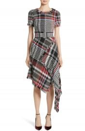 Oscar de la Renta Plaid Asymmetrical Dress at Nordstrom