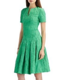 Oscar de la Renta Pleated Short Sleeve Dress Bloomingdales at Bloomingdales