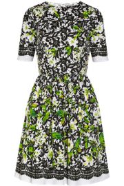 Oscar de la Renta Printed stretch-cotton poplin dress at Net A Porter