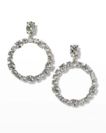 Oscar de la Renta Rainbow Crystal Open Hoop Clip-On Earrings at Neiman Marcus