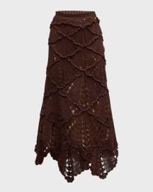 Oscar de la Renta Shell Crochet Knit Flared Midi Skirt at Neiman Marcus