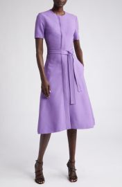 Oscar de la Renta Short Sleeve Virgin Wool Blend A-Line Dress at Nordstrom