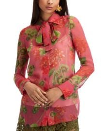 Oscar de la Renta Silk Tie Neck Blouse Bloomingdales at Bloomingdales