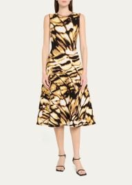 Oscar de la Renta Sleeveless Butterfly Jacquard Knit Midi Dress - at Bergdorf Goodman