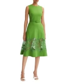 Oscar de la Renta Sleeveless Lace Inset Dress at Bloomingdales