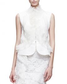 Oscar de la Renta Sleeveless Lace Peplum Jacket  White at Neiman Marcus