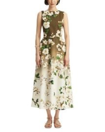 Oscar de la Renta Sleeveless Ombre Ankle Length Cherry Blossom Dress Bloomingdales at Bloomingdales